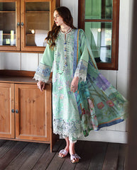 BrandsInn-3PC LAWN HEAVY EMBROIDERED SHIRT WITH SILK PRINTED DUPATTA AND TROUSER-BI-4909