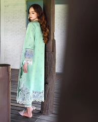 BrandsInn-3PC LAWN HEAVY EMBROIDERED SHIRT WITH SILK PRINTED DUPATTA AND TROUSER-BI-4909