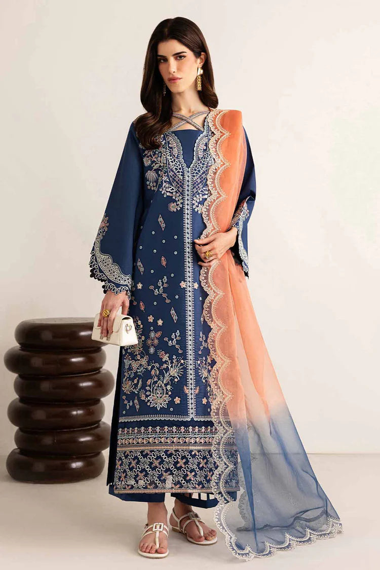 BrandsInn-3PC LAWN EMBROIDERED SHIRT WITH ORGANZA TYE&DYE EMB DUPATTA AND TROUSER-BI-4894