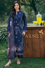 BrandsInn-3PC LAWN EMBROIDERED SHIRT WITH CHIFFON PRINT DUPATTA AND EMB TROUSER-BI-4838
