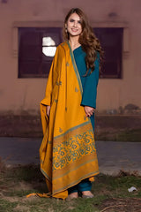 BrandsInn- 3PC DHANAK WITH COUTURE WOOL PRINTED SHAWL-BI-4111