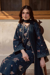 BrandsInn-3PC LAWN SEQUIN EMBROIDERED SHIRT WITH CHIFFON EMBROIDERED DUPATTA AND TROUSER-BI-4863