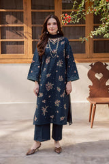 BrandsInn-3PC LAWN SEQUIN EMBROIDERED SHIRT WITH CHIFFON EMBROIDERED DUPATTA AND TROUSER-BI-4863