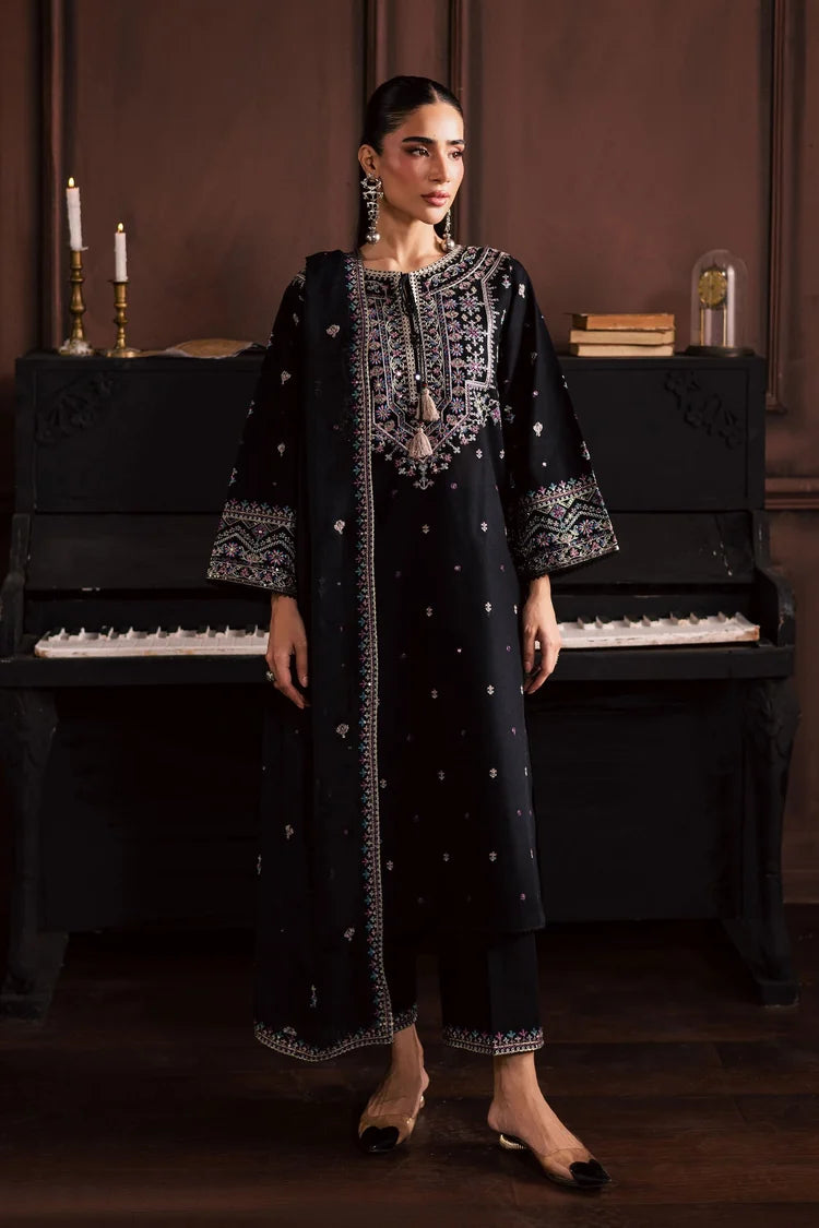 BrandsInn-3PC DHANAK EMBROIDERED SHIRT WITH CHIFFON EMBROIDERED DUPATTA AND EMB TROUSER-BI-5194