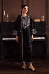 BrandsInn-3PC DHANAK EMBROIDERED SHIRT WITH CHIFFON EMBROIDERED DUPATTA AND EMB TROUSER-BI-5194