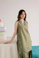 BrandsInn-2PIECE DHANAK EMBROIDERED SHIRT WITH DHANAK EMB TROUSER-BI-15006