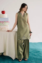 BrandsInn-2PIECE DHANAK EMBROIDERED SHIRT WITH DHANAK EMB TROUSER-BI-15006