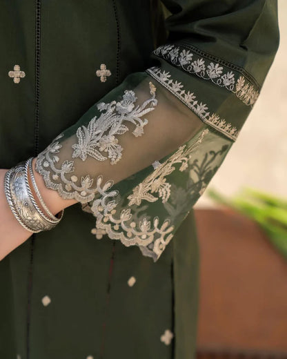 BrandsInn-3PC LAWN EMBROIDERED SHIRT WITH CHIFFON EMBROIDERED DUPATTA AND TROUSER-BI-173