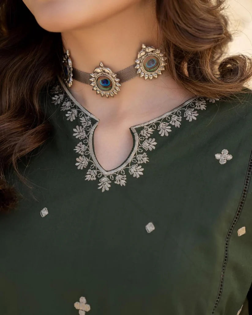 BrandsInn-3PC LAWN EMBROIDERED SHIRT WITH CHIFFON EMBROIDERED DUPATTA AND TROUSER-BI-173