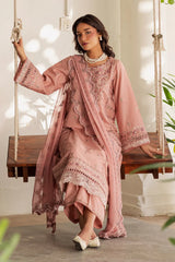 BrandsInn-3PC LAWN EMBROIDERED SHIRT WITH KHADDI NET EMBROIDERED DUPATTA AND EMB TROUSER-BI-4743