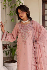 BrandsInn-3PC LAWN EMBROIDERED SHIRT WITH KHADDI NET EMBROIDERED DUPATTA AND EMB TROUSER-BI-4743