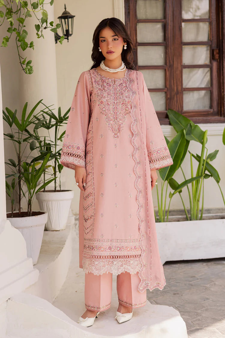 BrandsInn-3PC LAWN EMBROIDERED SHIRT WITH KHADDI NET EMBROIDERED DUPATTA AND EMB TROUSER-BI-4743