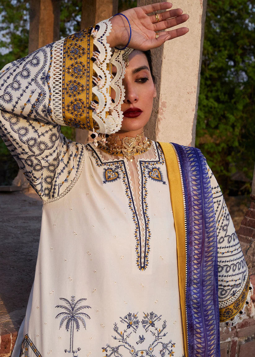 BrandsInn-3PC KHADDAR HEAVY EMBROIDERED SHIRT WITH COURTRAI WOOL PRINT SHAWL AND TROUSER-BI-4150