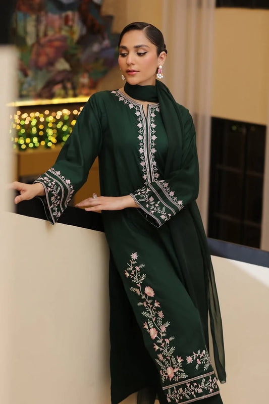 BrandsInn-3PC LAWN EMBROIDERED SHIRT WITH BAMBER CHIFFON DUPATTA AND TROUSER-BI-174