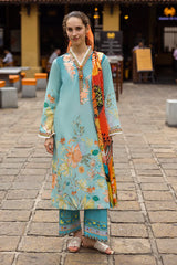 BrandsInn-3PC LAWN PRINTED SHIRT WITH CHIFFON PRINT DUPATTA AND PRINT TROUSER-BI-316