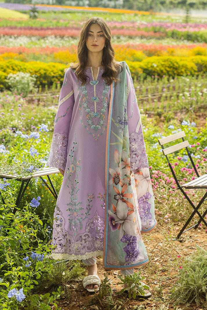 BRANDSINN-3PC DHANAK EMBROIDERED SHIRT WITH COUTRAI WOOL PRINTED SHAWL AND TROUSER -BI-4092