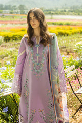 BRANDSINN-3PC DHANAK EMBROIDERED SHIRT WITH COUTRAI WOOL PRINTED SHAWL AND TROUSER -BI-4092