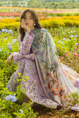 BRANDSINN-3PC DHANAK EMBROIDERED SHIRT WITH COUTRAI WOOL PRINTED SHAWL AND TROUSER -BI-4092