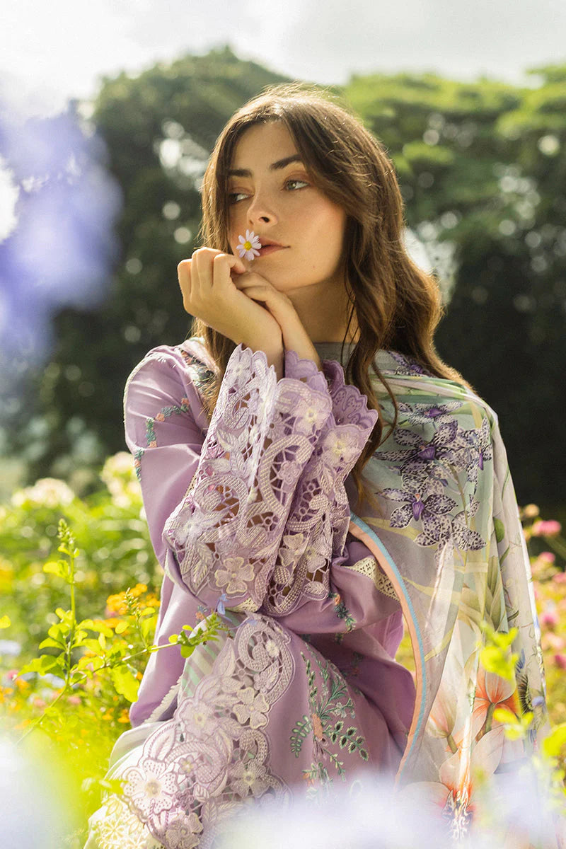 BRANDSINN-3PC DHANAK EMBROIDERED SHIRT WITH COUTRAI WOOL PRINTED SHAWL AND TROUSER -BI-4092