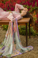 BrandsInn-3PC LAWN EMBROIDERED SHIRT WITH CHIFFON PRINTED DUPATTA & TROUSER-BI-4554