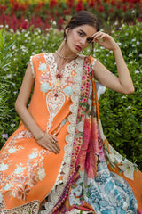 BrandsInn-3PC LAWN EMBROIDERED SHIRT WITH CHIFFON PRINT DUPATTA & TROUSER-BI-3730