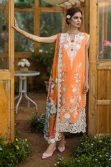 BrandsInn-3PC LAWN EMBROIDERED SHIRT WITH CHIFFON PRINT DUPATTA & TROUSER-BI-3730