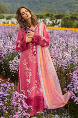 BrandsInn-3PC LAWN EMBROIDERED SHIRT WITH CHIFFON PRINT DUPATTA & TROUSER-BI-356