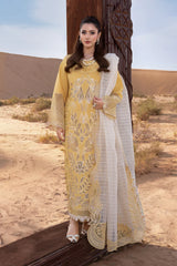 BrandsInn-3PC LAWN LASERCUTWORK EMBROIDERED SHIRT WITH KHAADI NET EMBROIDERED DUPATTA AND TROUSER -BI-4769
