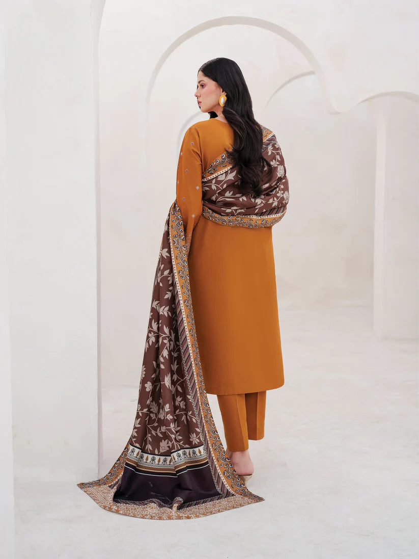 BrandsInn-3PC LAWN EMBROIDERED SHIRT WITH MONARK PRINT DUPATTA AND TROUSER-BI-179
