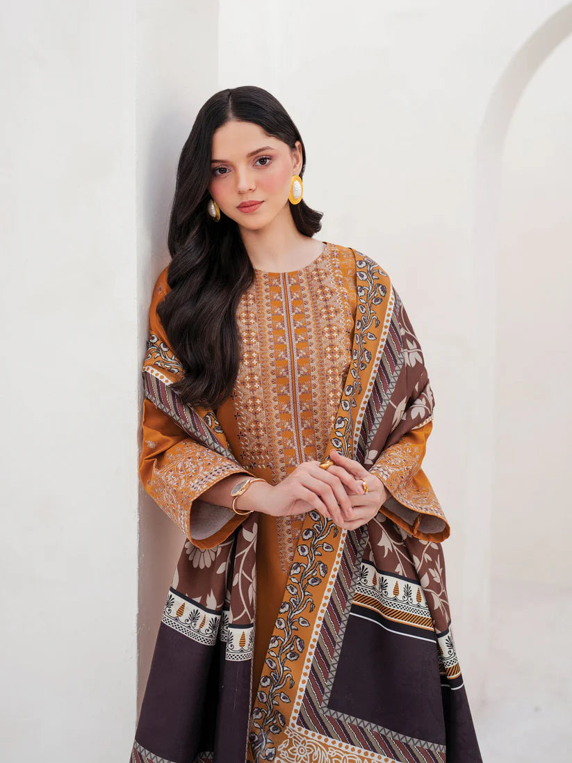 BrandsInn-3PC LAWN EMBROIDERED SHIRT WITH MONARK PRINT DUPATTA AND TROUSER-BI-179