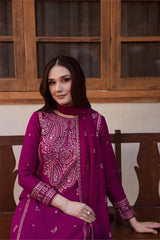 BrandsInn-3PC DHANAK EMBROIDERED SHIRT WITH CHIFFON EMBROIDERED DUPATTA AND EMB TROUSER-BI-5116