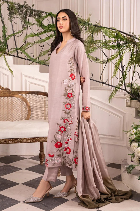 BrandsInn-3PC LAWN EMBROIDERED SHIRT WITH CHIFFON TYE & DYE DUPATTA AND TROUSER-BI-291