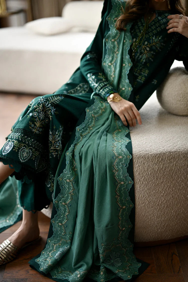 BrandsInn-3PC KARANDI EMBROIDERED SHIRT WITH DHANAK EMBROIDERED SHAWL AND TROUSER-BI-4332