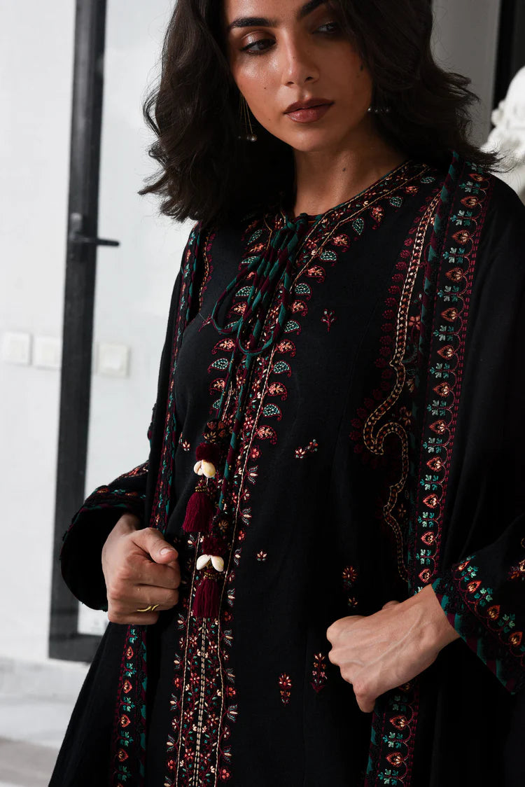 BrandsInn-3PC DHANAK EMBROIDERED SHIRT WITH DHANAK EMBROIDERED SHAWL AND TROUSER-BI-4340