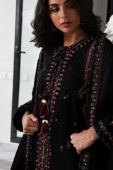BrandsInn-3PC DHANAK EMBROIDERED SHIRT WITH DHANAK EMBROIDERED SHAWL AND TROUSER-BI-4340