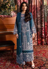 BrandsInn-3PC CHIKANKAARI LAWN LASER WORK EMBROIDERED SHIRT WITH KHADDI NET EMBROIDERED DUPATTA AND TROUSER-BI-4712