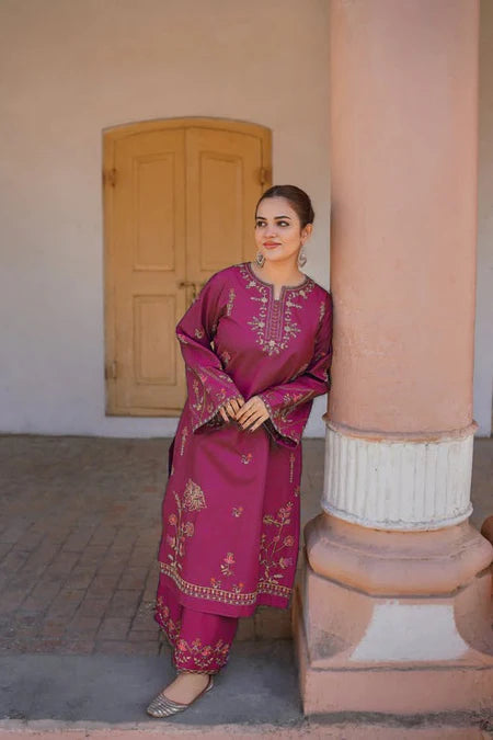 BrandsInn-2PC LAWN SEQUIN EMBROIDERED SHIRT WITH EMB TROUSER-BI-03