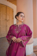 BrandsInn-2PC LAWN SEQUIN EMBROIDERED SHIRT WITH EMB TROUSER-BI-03