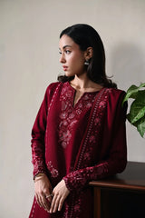 BrandsInn-3PC DHANAK EMBROIDERED SHIRT WITH DHANAK EMBROIDERED SHAWL AND TROUSER-BI-5031