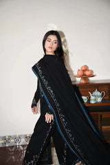 BrandsInn-3PC DHANAK EMBROIDERED SHIRT WITH DHANAK EMBROIDERED SHAWL AND TROUSER-BI-4386