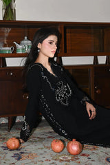 BrandsInn-3PC DHANAK EMBROIDERED SHIRT WITH DHANAK EMBROIDERED SHAWL AND TROUSER-BI-4386