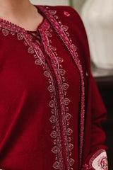 BrandsInn-3PC DHANAK EMBROIDERED SHIRT WITH DHANAK EMBROIDERED SHAWL AND EMB TROUSER -BI-5036