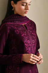 BrandsInn-3PC KARANDI EMBROIDERED SHIRT WITH KARANDI EMBROIDERED SHAWL AND TROUSER-BI-4404