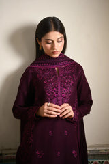 BrandsInn-3PC KARANDI EMBROIDERED SHIRT WITH KARANDI EMBROIDERED SHAWL AND TROUSER-BI-4404