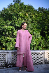 BrandsInn-3PC DHANAK EMBROIDERED SHIRT WITH DHANAK EMBROIDERED SHAWL AND TROUSER-BI-4399