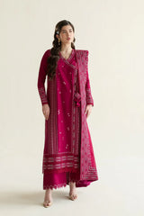 BrandsInn-3PC LAWN EMBROIDERED SHIRT WITH KHADDI NET EMBROIDERED DUPATTA AND TROUSER-BI-4779