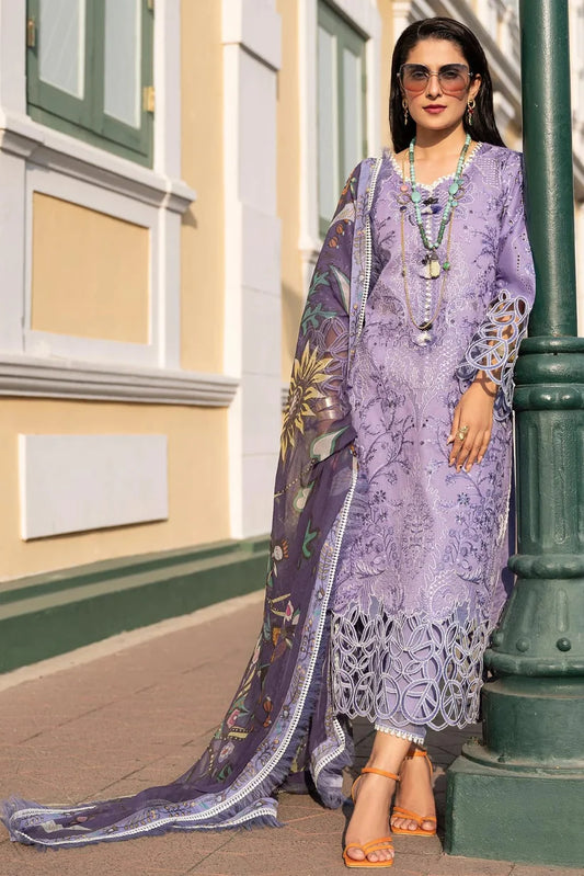 BrandsInn-3PC LAWN EMBROIDERED SHIRT WITH MONARK PRINT DUPATTA AND TROUSER-BI-310