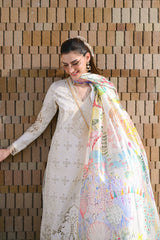 BrandsInn-3PC LAWN CHIKAN EMBROIDERED SHIRT WITH CHIFFON PRINTED DUPATTA AND TROUSER-BI-4881