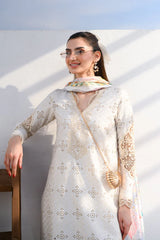 BrandsInn-3PC LAWN CHIKAN EMBROIDERED SHIRT WITH CHIFFON PRINTED DUPATTA AND TROUSER-BI-4881