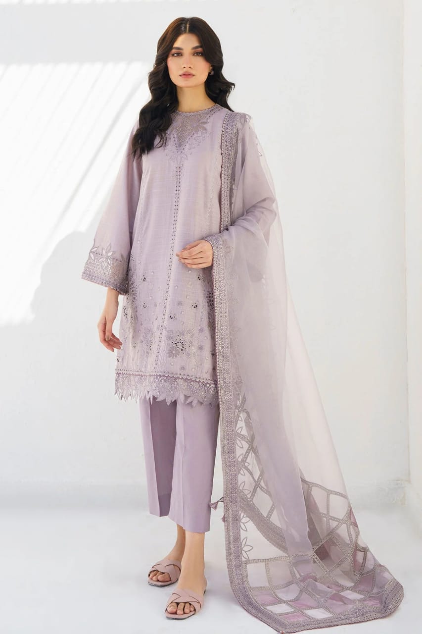 BrandsInn- 3PC LAWN HEAVY EMBROIDERED SHIRT WITH ORGANZA EMBROIDERED READY TO WEAR DUPATTA-BI-166